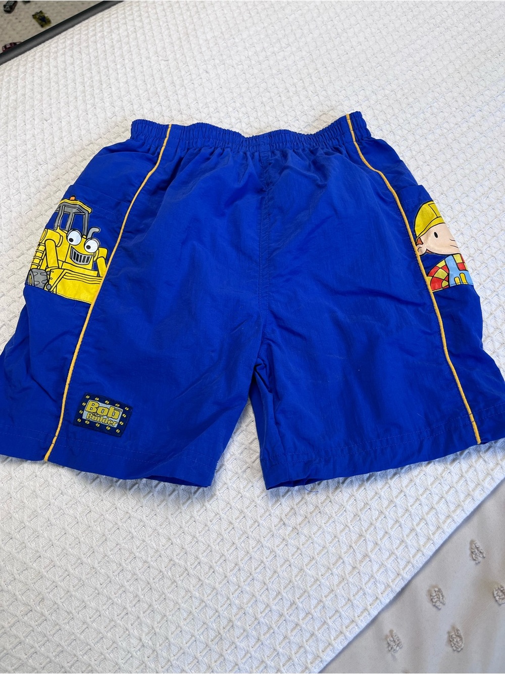 Vintage Bob the Builder Royal Blue Swim Trunks with Yellow Trim